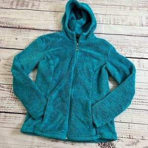 Womens Merrill zip hoodie teal turquoise with zip pockets soft fleece small s
